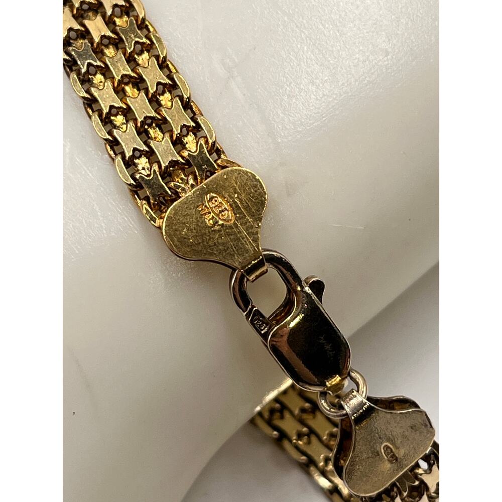HCT Signed Italy Gold Sterling Silver Woven Braid Chain Bracelet 925 Vermeil - Picture 11 of 11